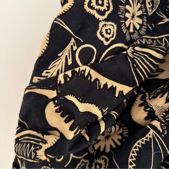 Lucky Penny by Anthropologie Black Cream Canvas Leather Trim Hobo Shoulder Bag - Picture 2 of 9